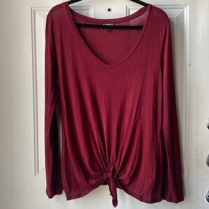 Express vneck front tie long sleeve shirt